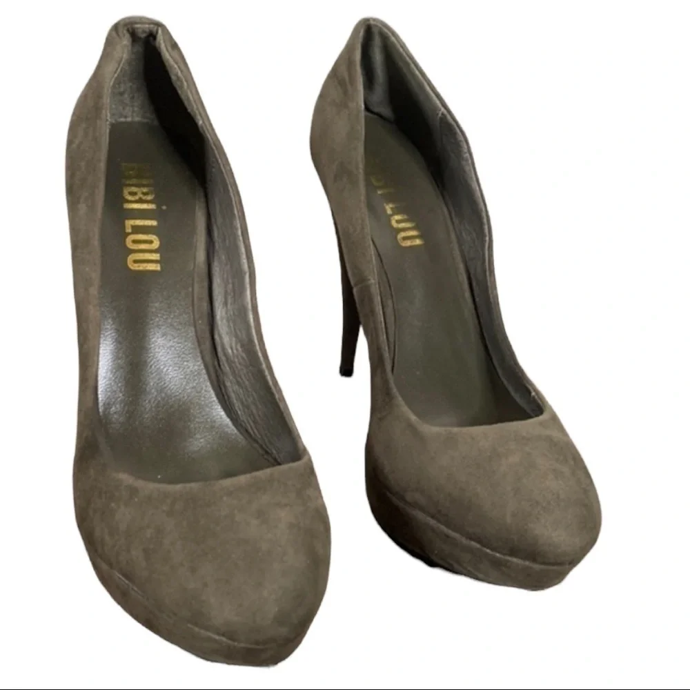 Bibi Lou Taupe Gray Suede Plan form High Heels Size EU 40